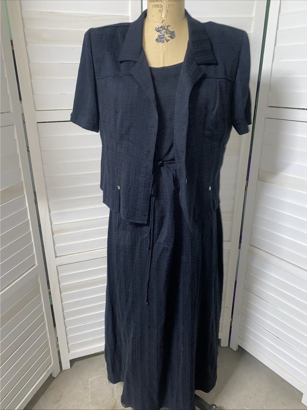 New W/ Tags K Studio Maxi Jacket Dress Set Women’s 14 Black Modest Mature 2 Pc